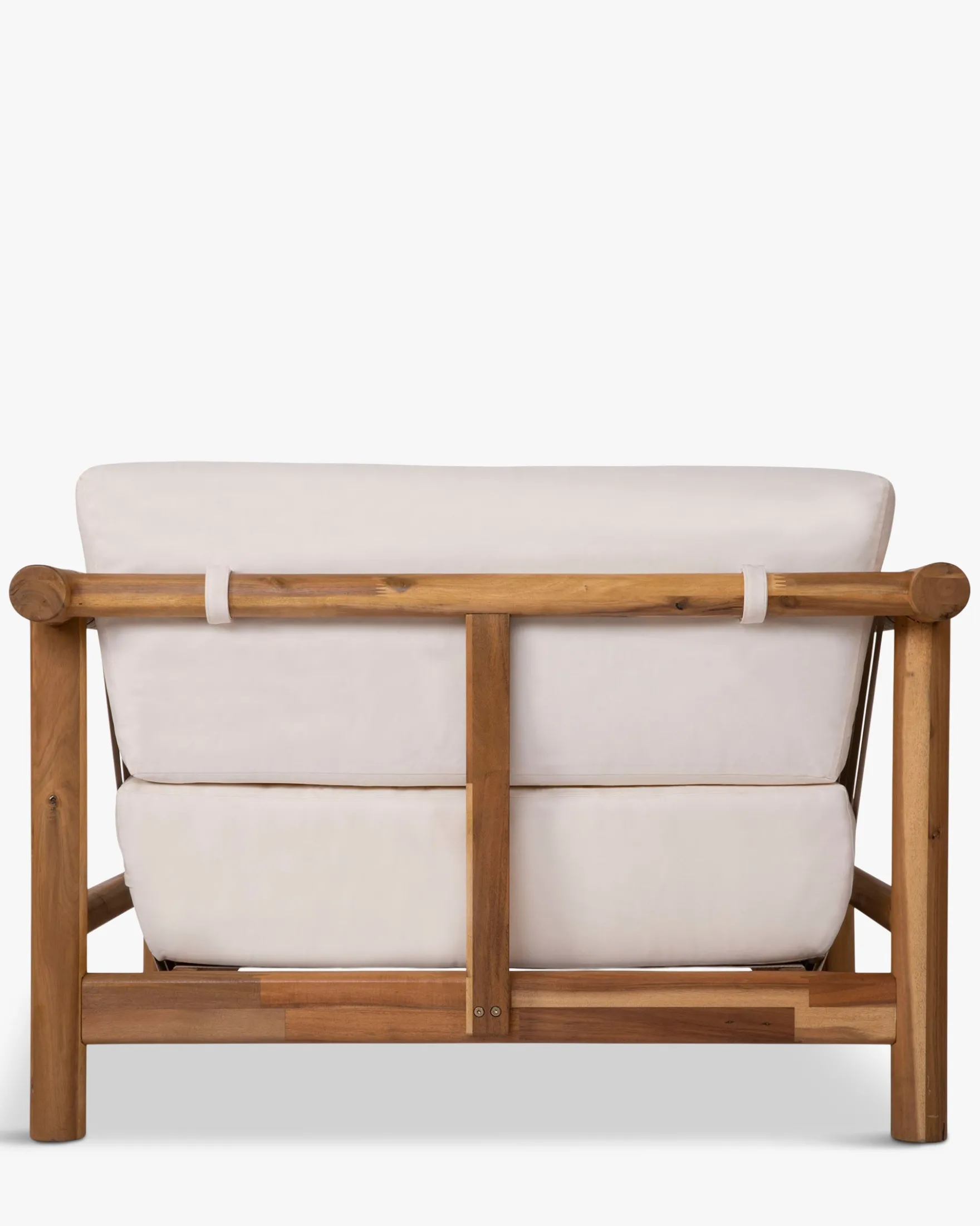 Salon de jardin, Canapé de jardin 3 places + 2 Fauteuils, Blanc Écru & Bois d'Acacia Bexley