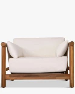Salon de jardin, Canapé de jardin 3 places + Fauteuil, Blanc Écru & Bois d'Acacia Bexley
