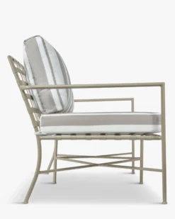 Salon de jardin, Canapé + Fauteuil + Table, Taupe Rayé & Métal taupe Bel air