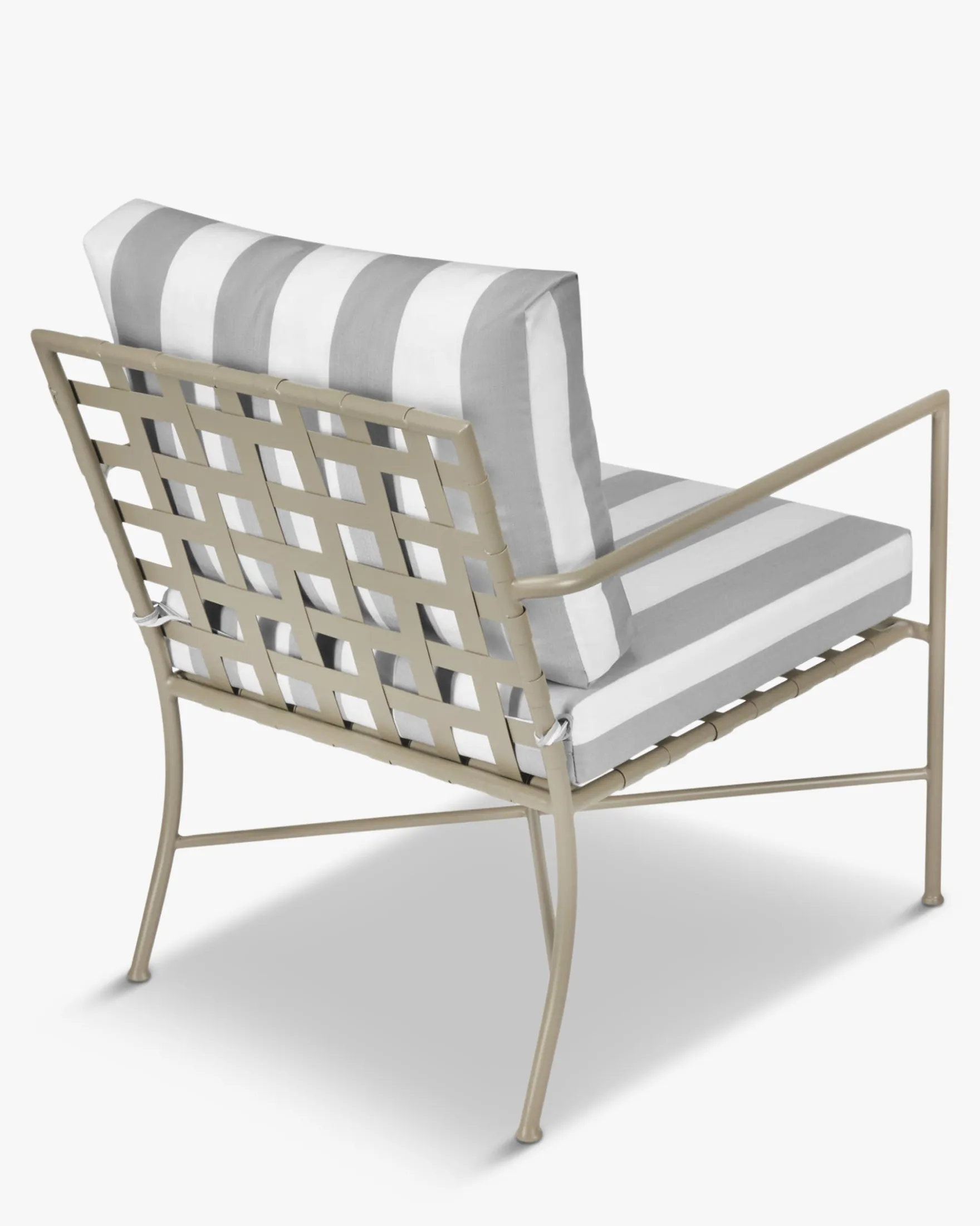 Salon de jardin, Canapé + Fauteuil + Table, Taupe Rayé & Métal taupe Bel air