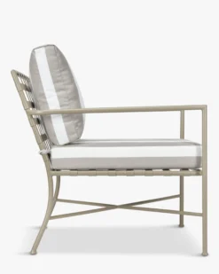 Salon de jardin, Canapé + Fauteuil + Table, Taupe Rayé & Métal taupe Bel air