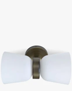 Suspension ou applique murale, Verre blanc & métal bronze, H29 Crosby