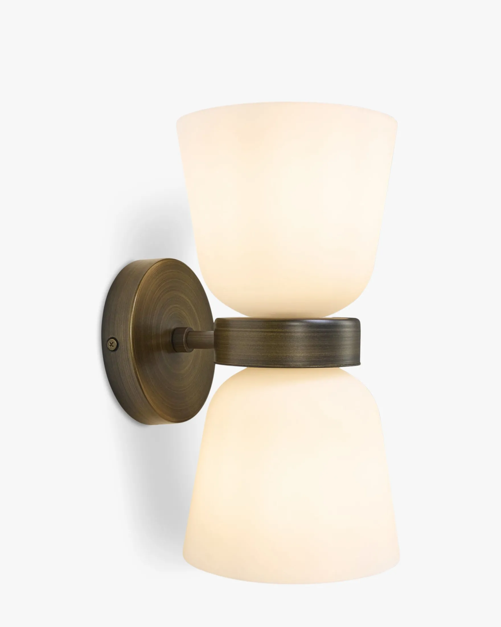 Suspension ou applique murale, Verre blanc & métal bronze, H29 Crosby
