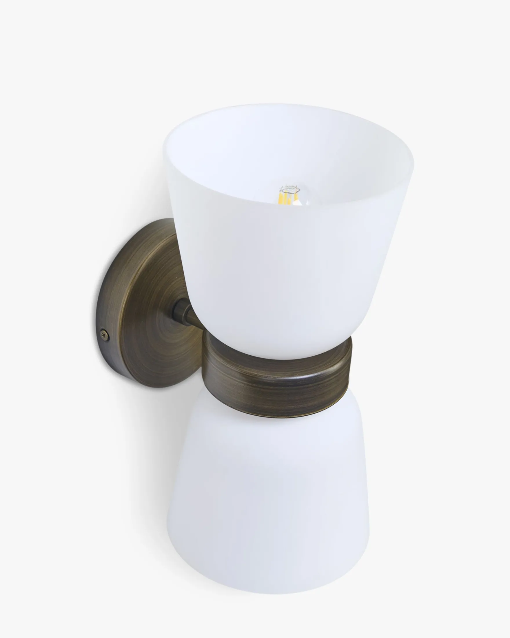 Suspension ou applique murale, Verre blanc & métal bronze, H29 Crosby
