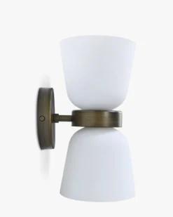 Suspension ou applique murale, Verre blanc & métal bronze, H29 Crosby