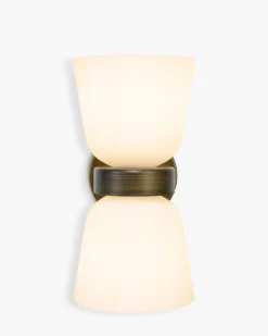 Suspension ou applique murale, Verre blanc & métal bronze, H29 Crosby