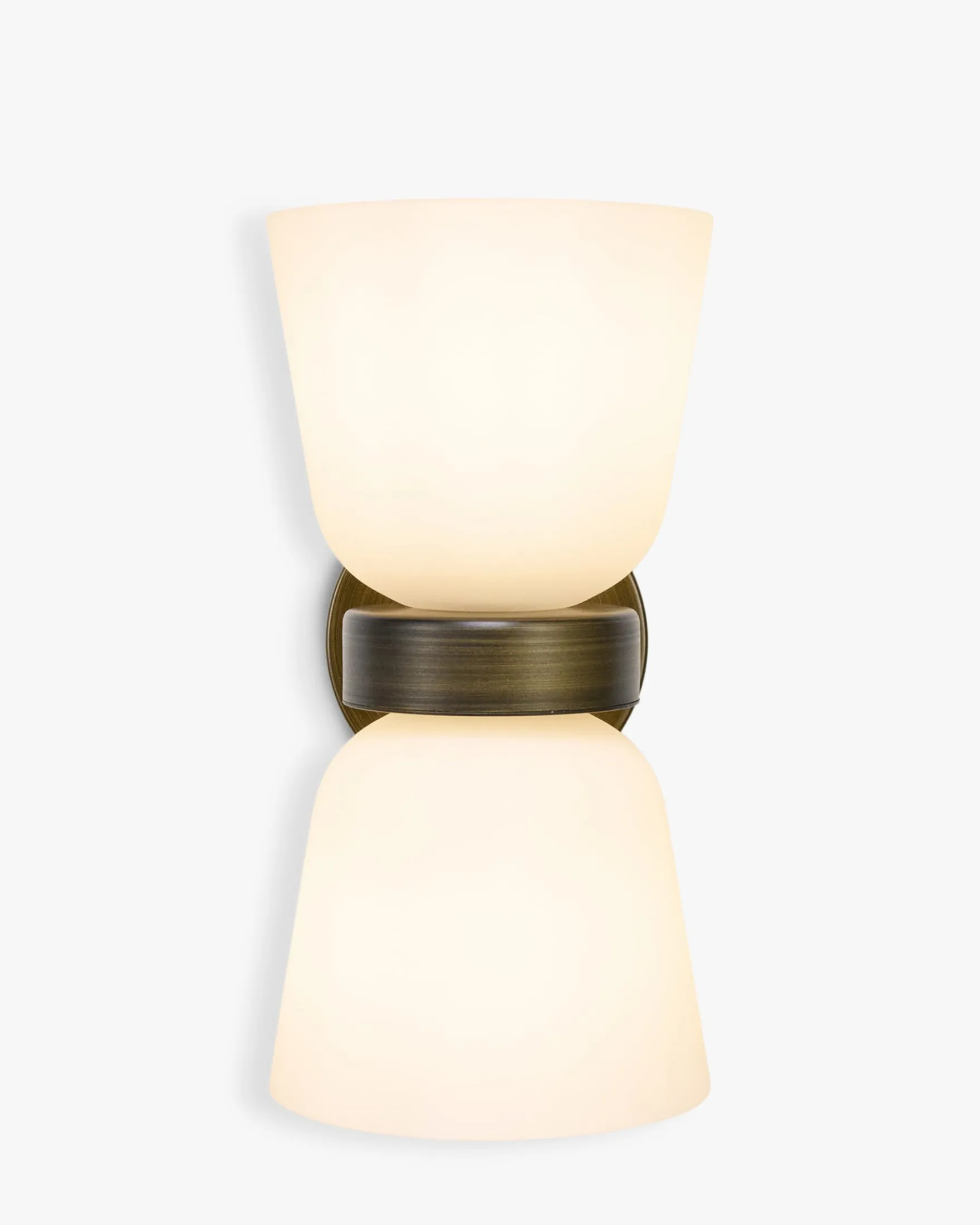 Suspension ou applique murale, Verre blanc & métal bronze, H29 Crosby