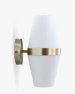 Suspension ou applique murale, Verre blanc & métal teinte laiton, H33 Broadway