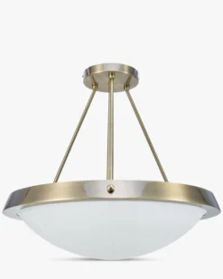 Suspension ou plafonnier, Verre fumé & métal teinte laiton, H48 Skiey