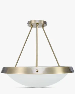 Suspension ou plafonnier, Verre fumé & métal teinte laiton, H48 Skiey