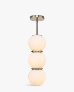Suspension, Sphères blanches & métal teinte laiton, H69 Doyers