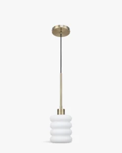 Suspension, Verre blanc & métal doré, ajustable Ø13 Houston