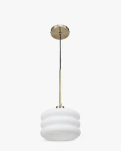 Suspension, Verre blanc & métal doré, ajustable Ø20 Houston