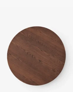 Table basse, Bois de frêne teinte noyer & Acier inoxydable, Ø90 Hexa
