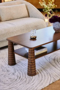 Table basse, Bois de Frêne Teinte Noyer, L120 Temba