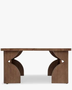 Table basse, Bois massif d'hévéa teinte noyer, L80 Kayla