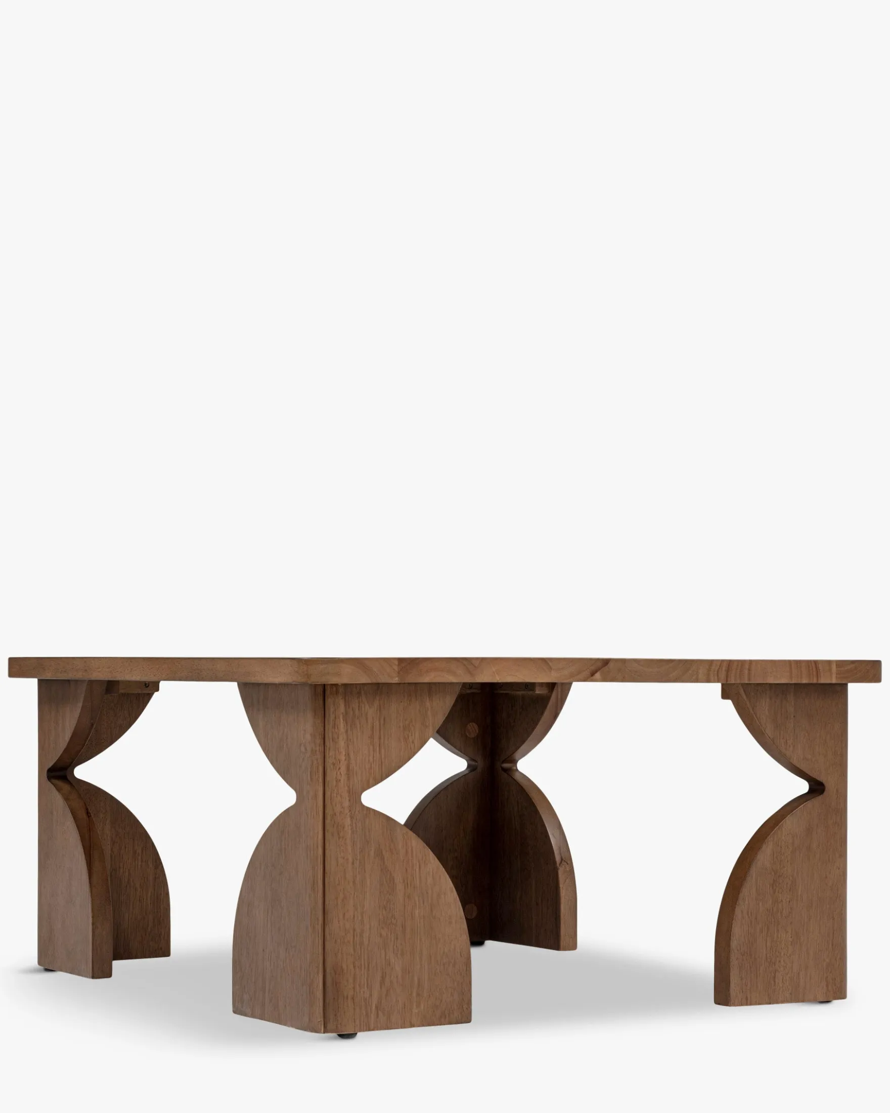 Table basse, Bois massif d'hévéa teinte noyer, L80 Kayla