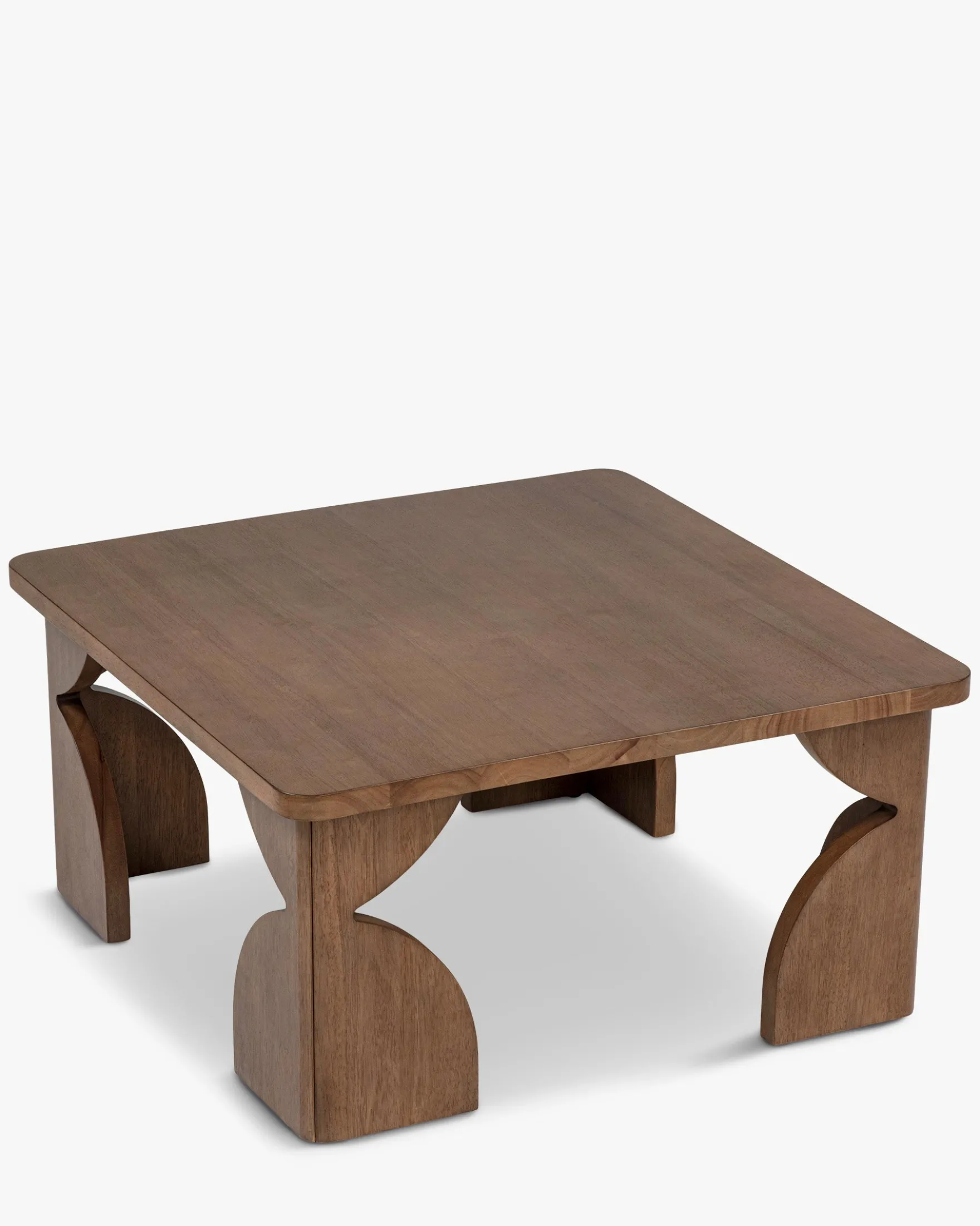 Table basse, Bois massif d'hévéa teinte noyer, L80 Kayla