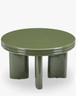 Table basse, Bois vert kaki glossy, Ø60 Mira