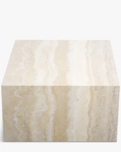 Table basse, Cube effet travertin glossy, H35 Roma