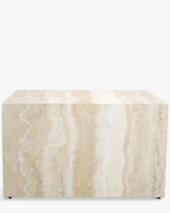 Table basse, Cube effet travertin glossy, H35 Roma