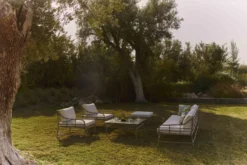 Table basse de jardin, Métal taupe waterproof, 100x100 Amalfi