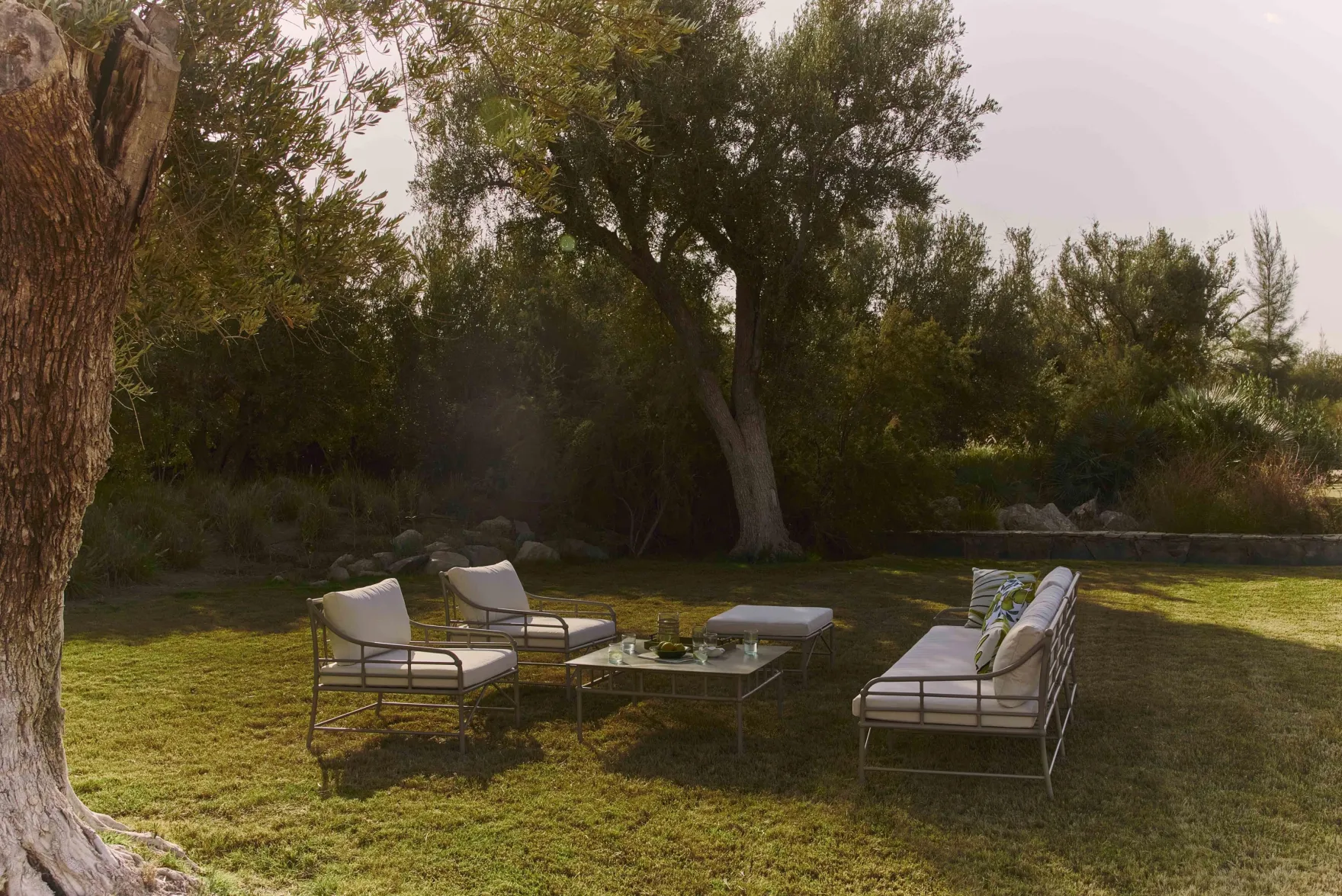 Table basse de jardin, Métal taupe waterproof, 100x100 Amalfi