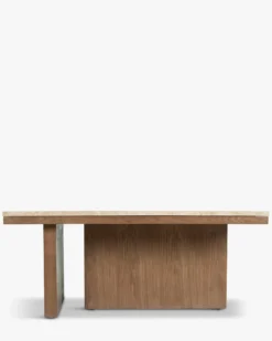 Table basse, L100, Travertin waterproof & bois de frêne teinte noyer Highland L