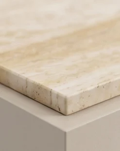 Table basse, Travertin & bois beige, L80 Oron