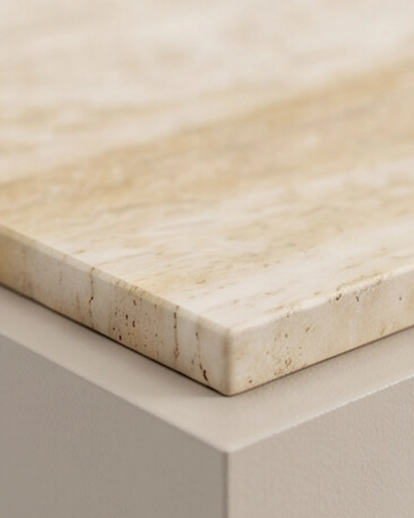 Table basse, Travertin & bois beige, L80 Oron