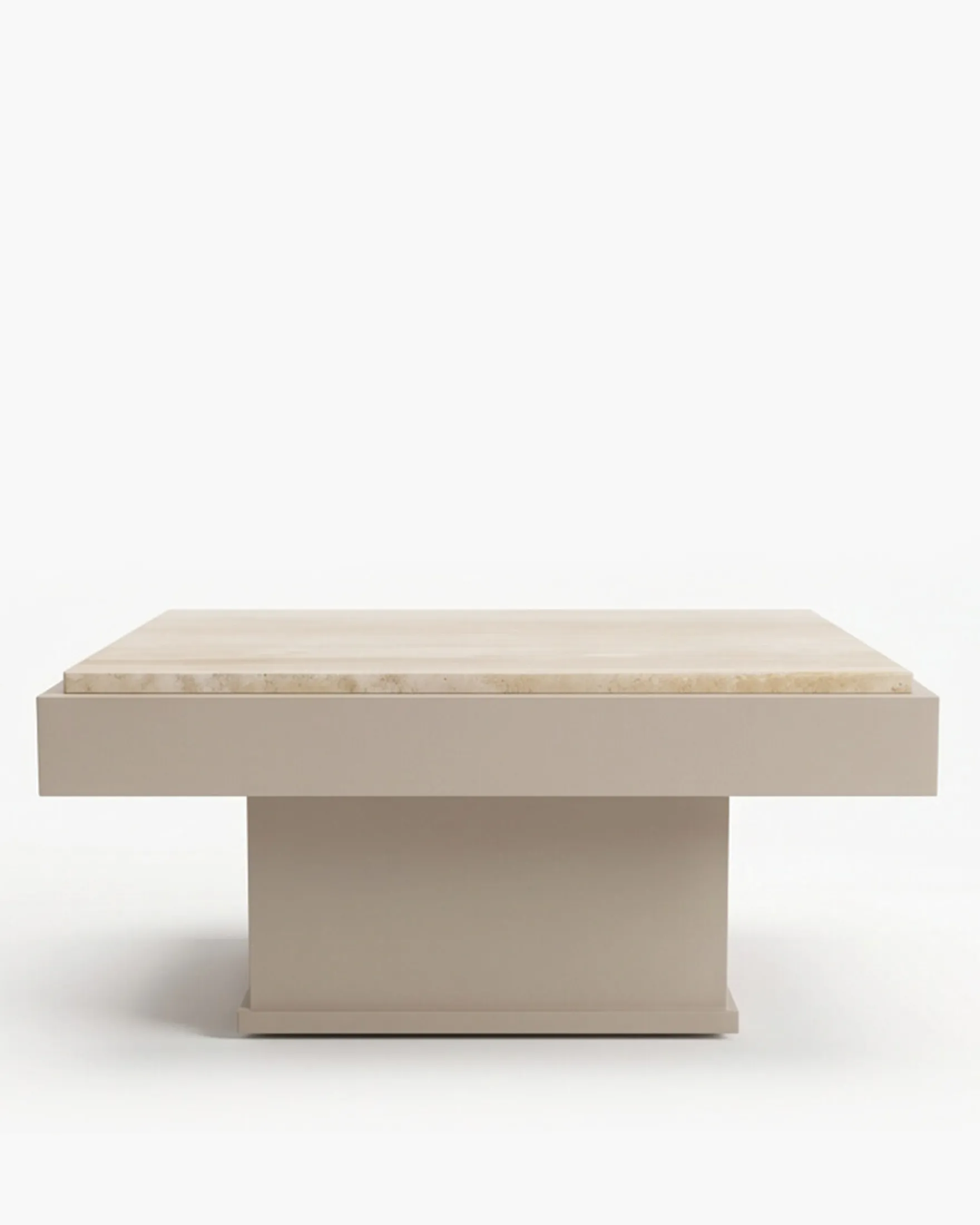 Table basse, Travertin & bois beige, L80 Oron