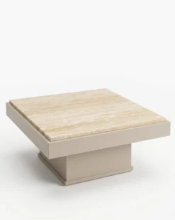 Table basse, Travertin & bois beige, L80 Oron
