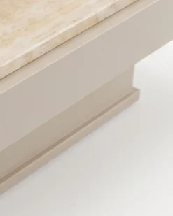 Table basse, Travertin & bois beige, L80 Oron
