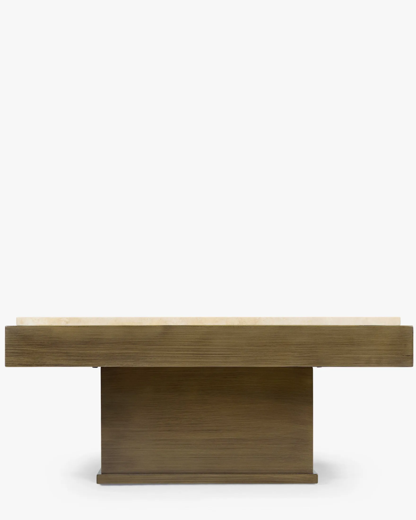 Table basse, Travertin & bois bronze brossé, L80 Oron