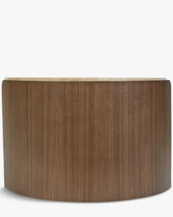 Table basse, Travertin waterproof & bois de frêne teinte noyer, L100 Elipse