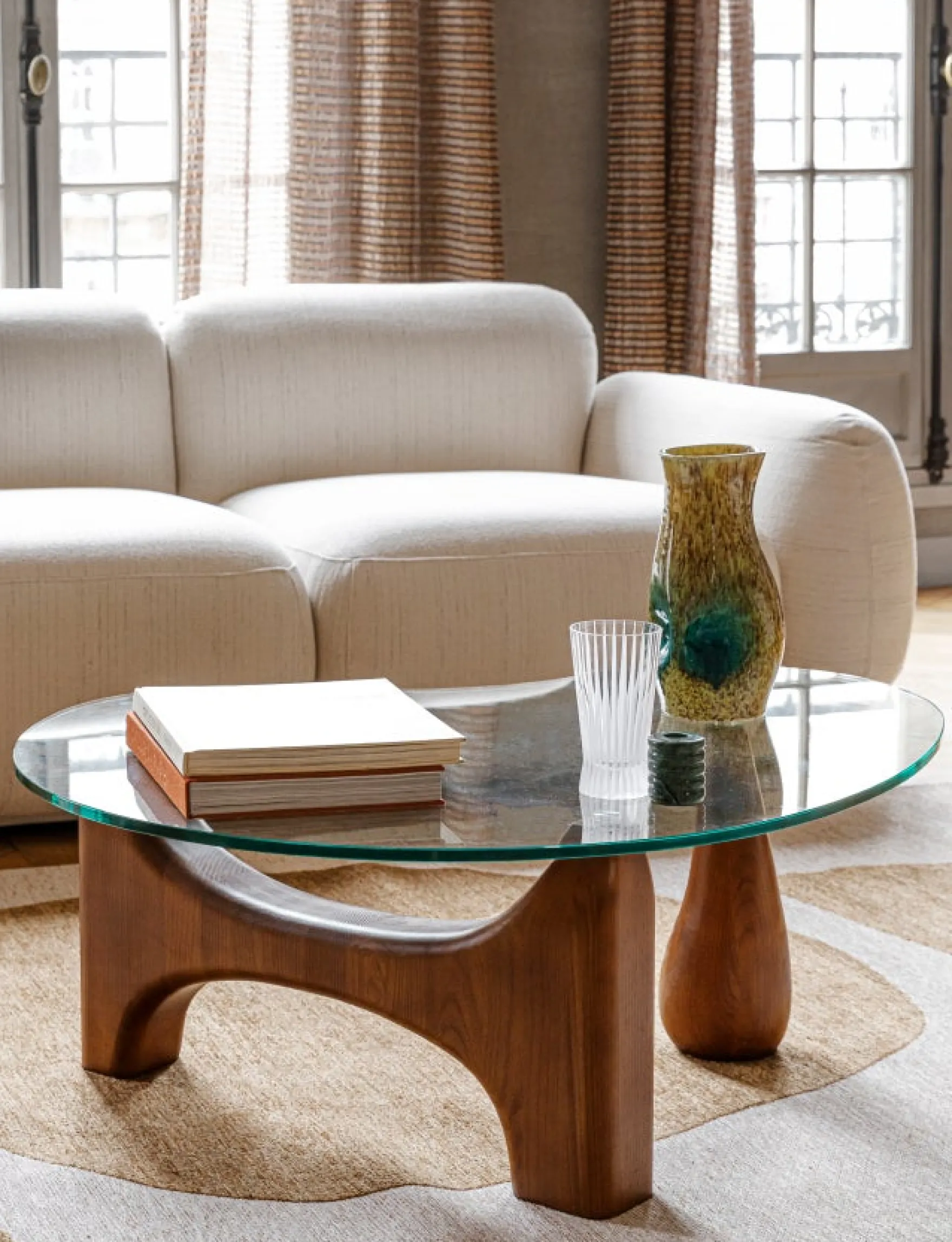 Table basse, Verre trempé & bois de frêne veiné, L99 Orwell