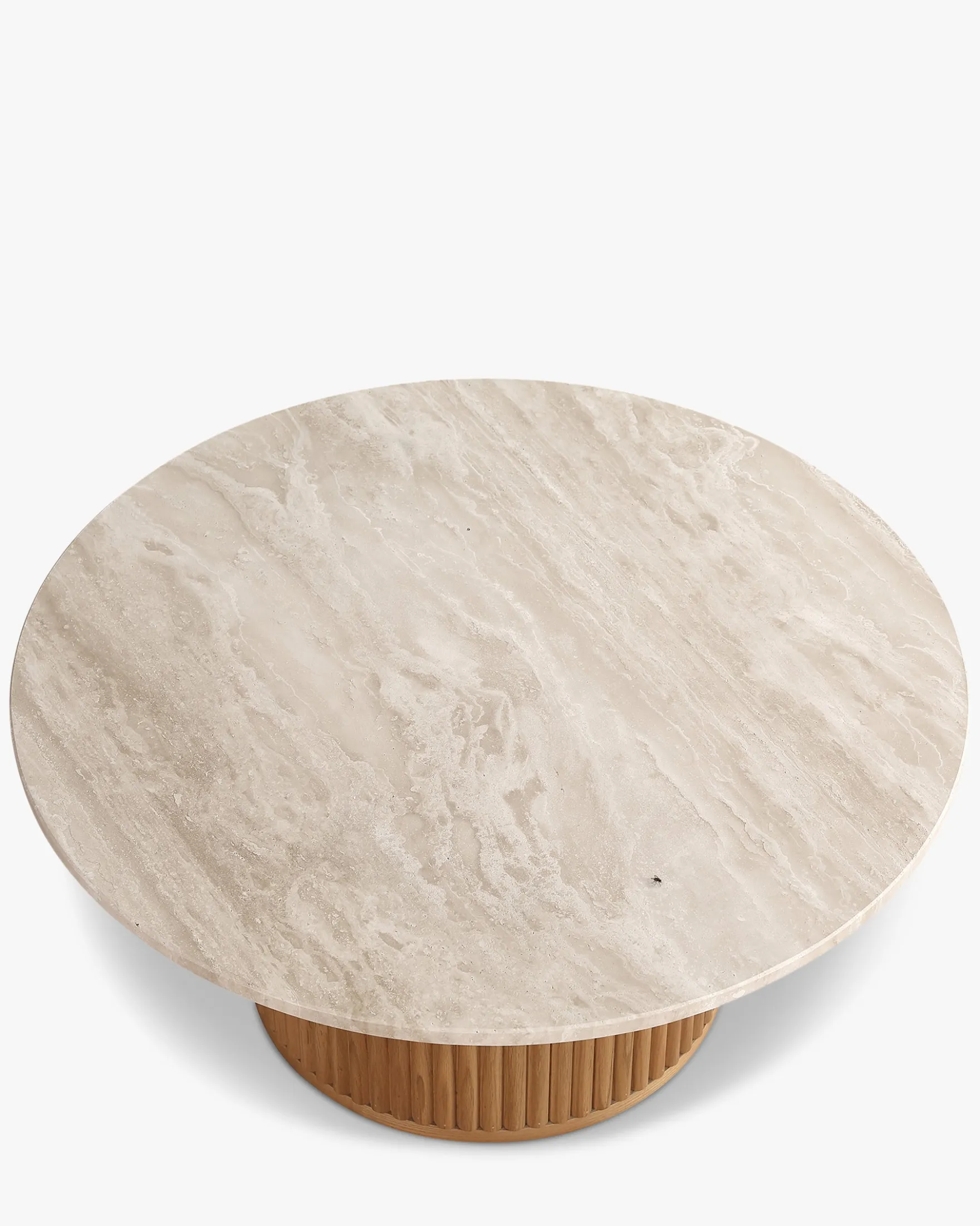 Table basse, Véritable pierre de travertin, Ø80 Oviedo