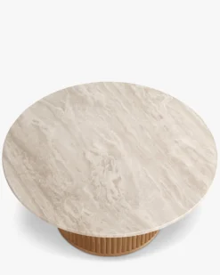 Table basse, Véritable pierre de travertin, Ø80 Oviedo