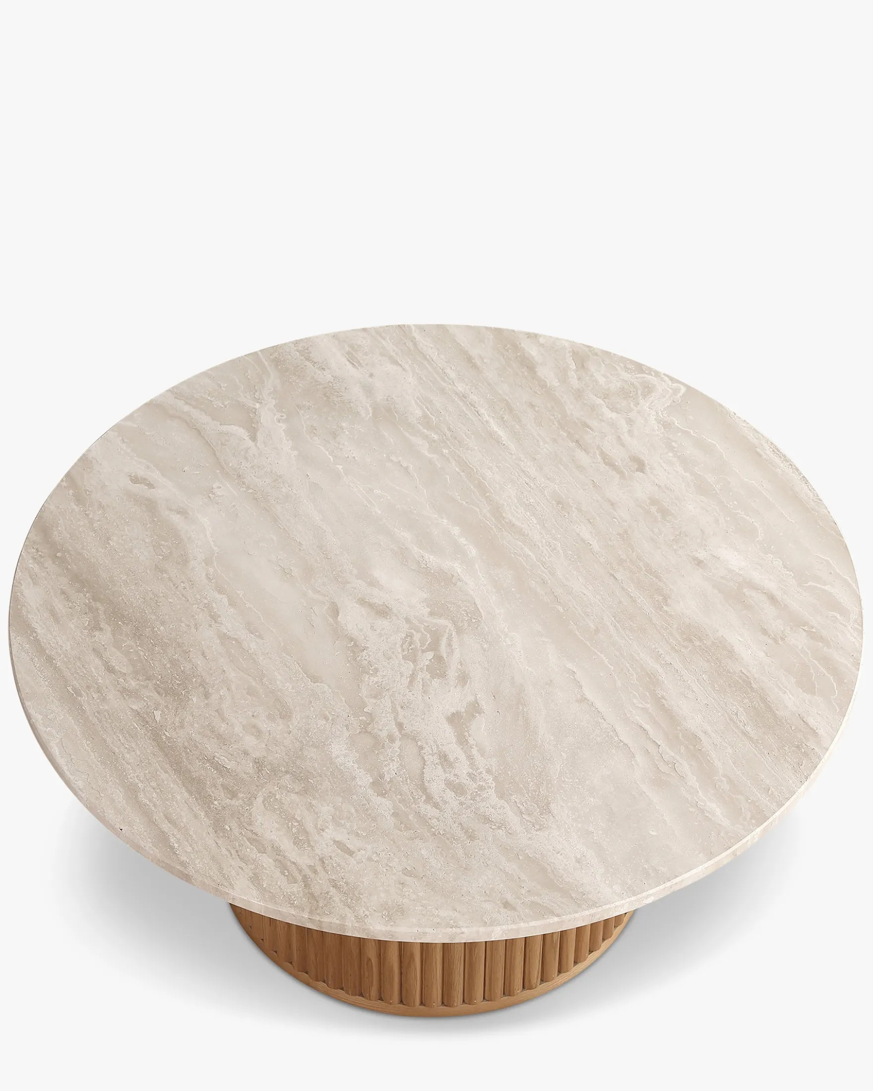 Table basse, Véritable pierre de travertin, Ø80 Oviedo