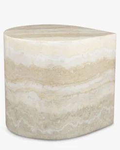 Table d'appoint, Beige effet travertin, H42 Blooms