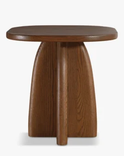 Table d'appoint, Bois de chêne massif teinte noyer, H46 Ellios