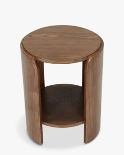 Table d'appoint, Bois de frêne teinte noyer, H50 Elipse