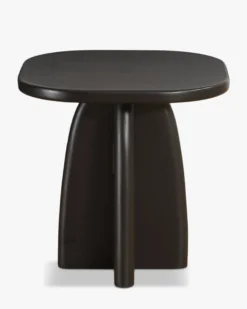 Table d'appoint, Bois d'hévéa massif teinte noire, H46 Ellios