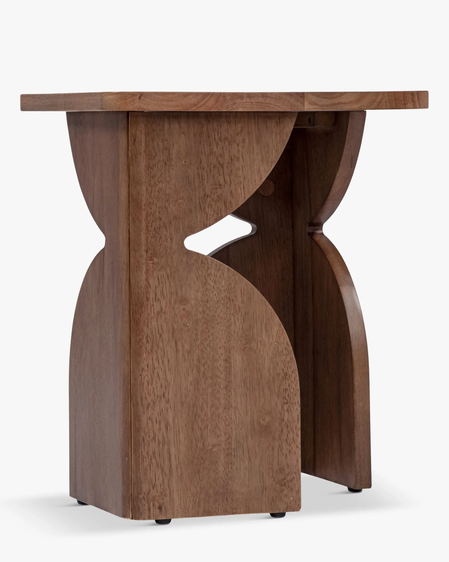 Table d'appoint, Bois massif d'hévéa teinte noyer, H49 Kayla