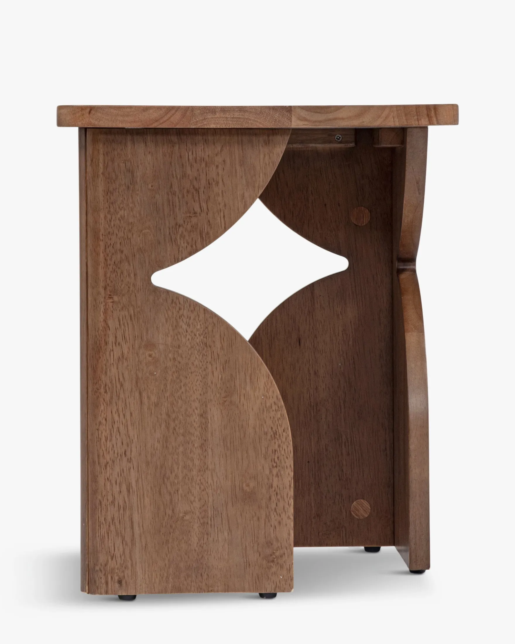 Table d'appoint, Bois massif d'hévéa teinte noyer, H49 Kayla