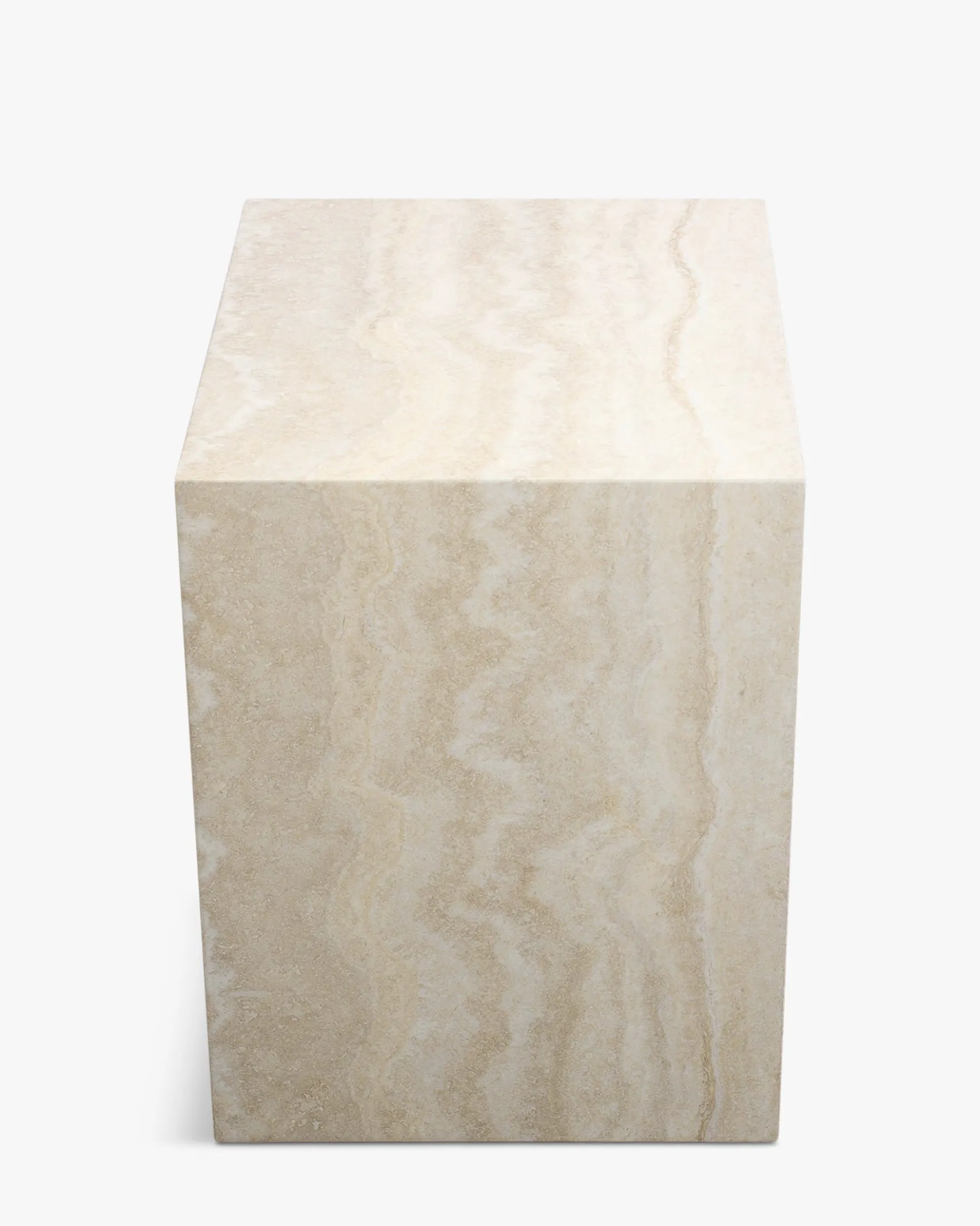 Table d'appoint, Cube effet travertin naturel, H50 Borgo