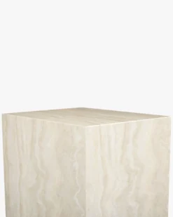Table d'appoint, Cube effet travertin naturel, H50 Borgo