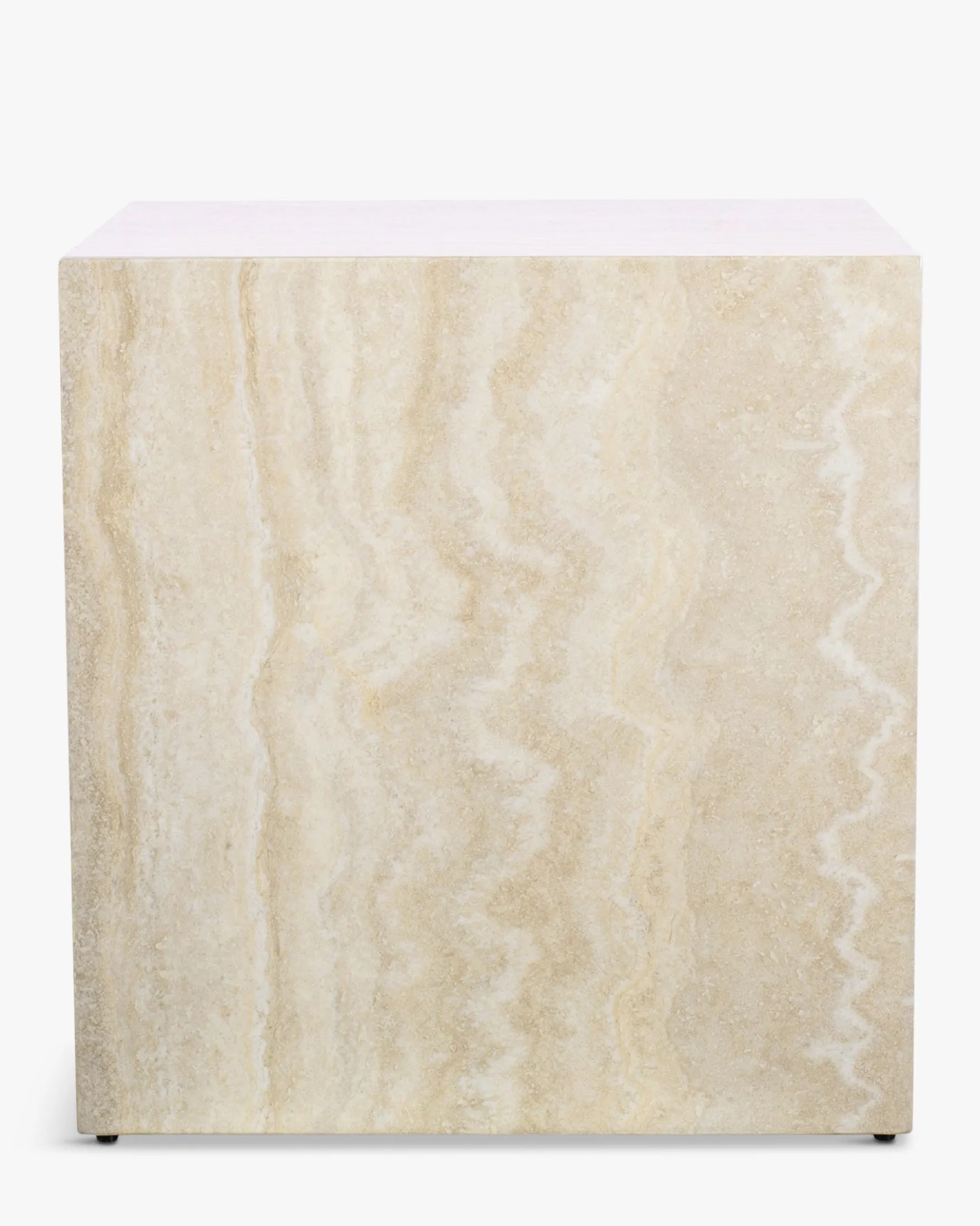 Table d'appoint, Cube effet travertin naturel, H50 Borgo