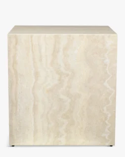 Table d'appoint, Cube effet travertin naturel, H50 Borgo