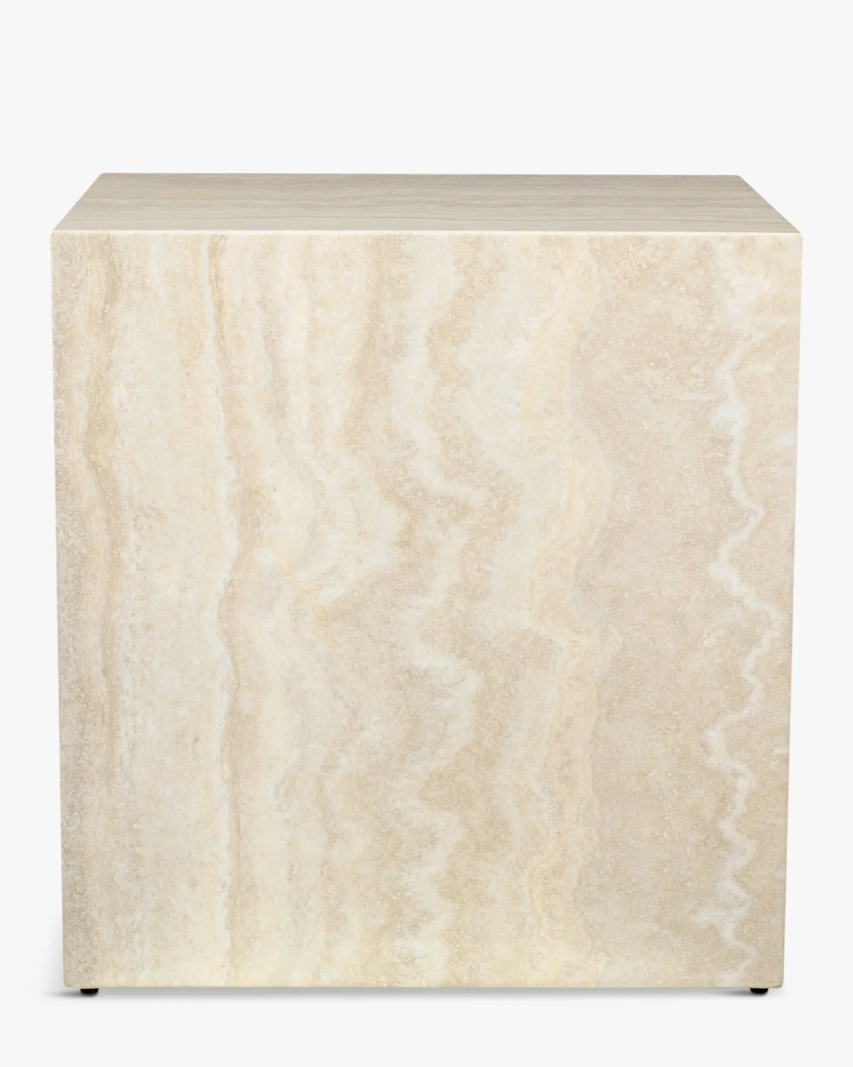 Table d'appoint, Cube effet travertin naturel, H50 Borgo